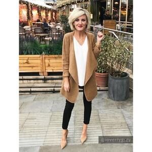 GOODNIGHT MACAROON Womens  OS Knit Sweater Open Cardigan Brown Church Office